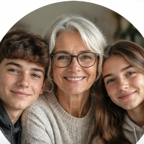 Linda testimonial avatar with grandchildren